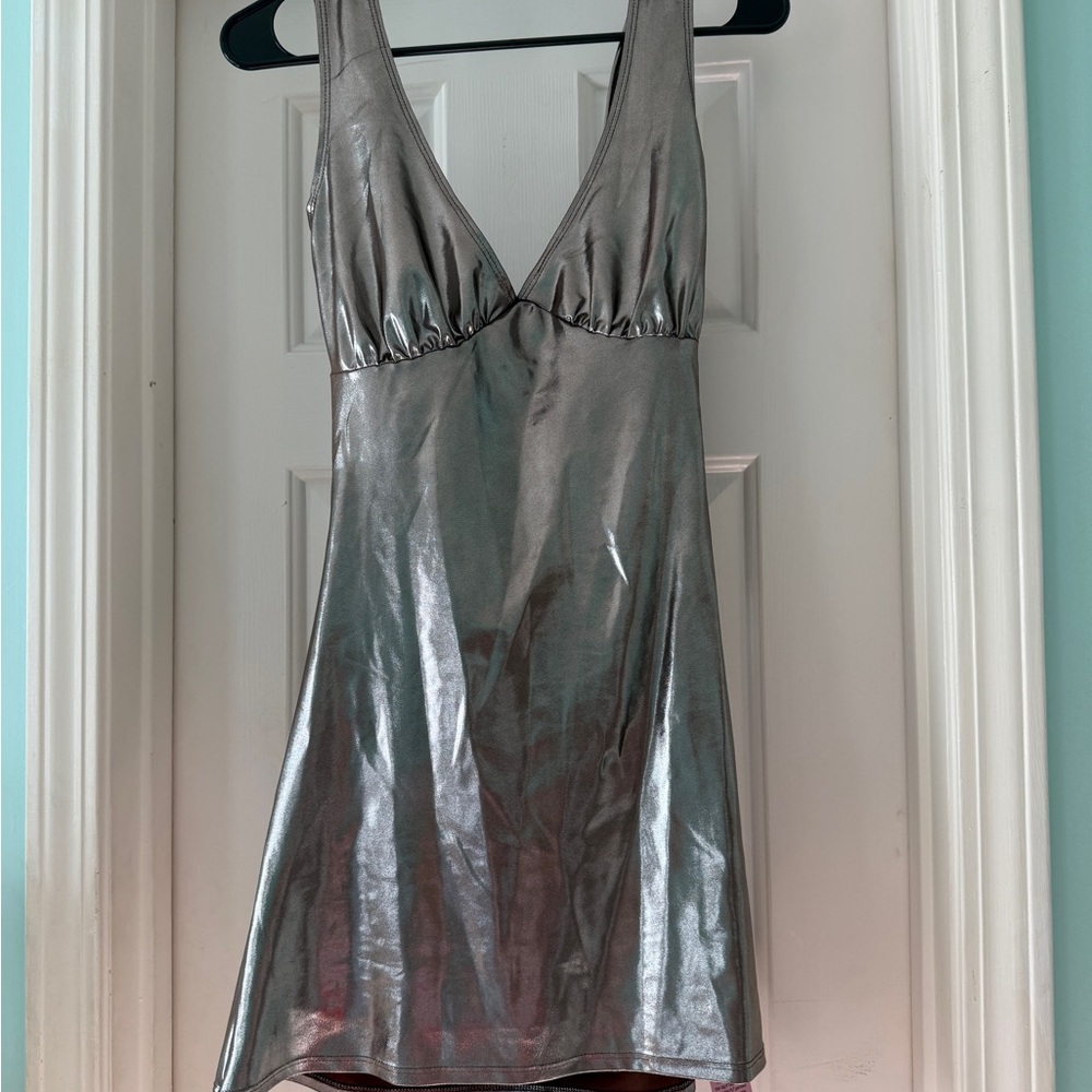 PrettyLittleThing Metallic Silver Mini Dress